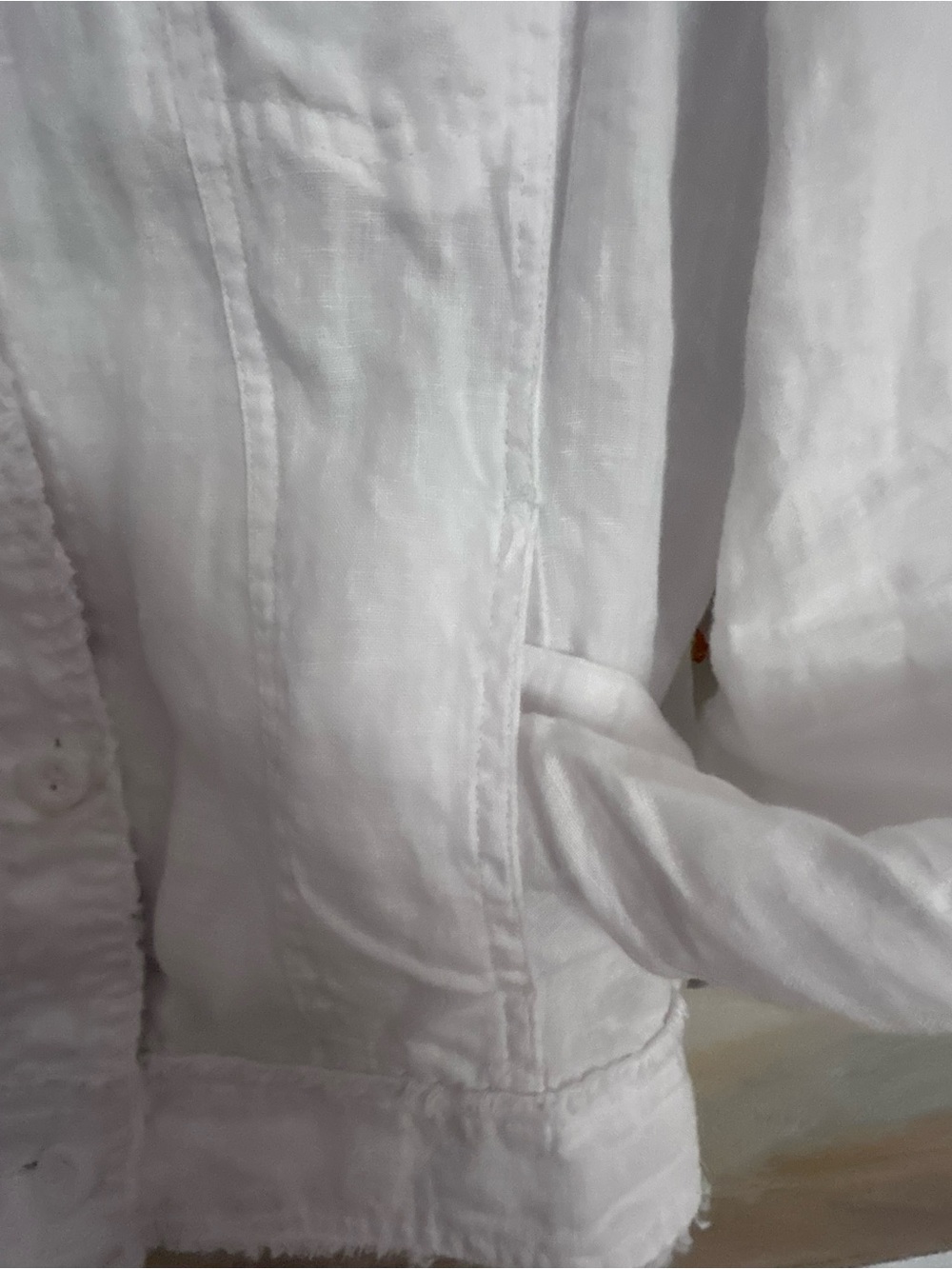 Lulu-B White Linen Button-Up Jacket with pockets - Picture 4 of 11